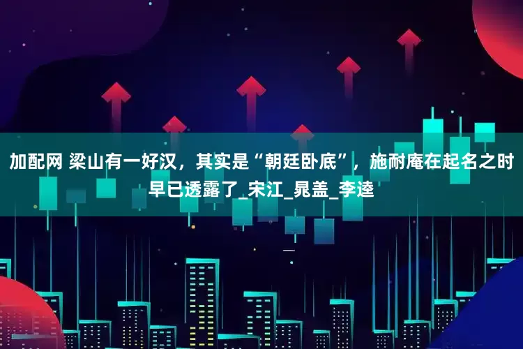 加配网 梁山有一好汉，其实是“朝廷卧底”，施耐庵在起名之时早已透露了_宋江_晁盖_李逵